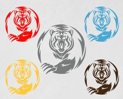 Ferocious Bear, Ferocious Grizzly Beast, Wild Animal, Wall Sticker Vinyl Decal Mural Art Decor