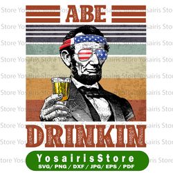 Abe Drinkin PNG, Presidents drinking, American flag bandana, Retro Vintage Summer 4th of July, USA Independent day PNG,