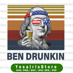 Ben Drunkin PNG, Presidents drinking, American flag bandana Retro Vintage Summer 4th of July USA Independent day PNG,