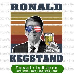 RONALD KEGSTAND png, Presidents drinking, American flag bandana, Retro Vintage Summer 4th of July,