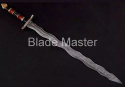 Hand Forged Kris Sword | Celtic-Norse Damascus Steel Dagger | Anniversary Gift | Wavy Dagger | Viking Medieval Sword |