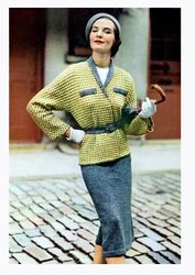 Vintage Knitted Women's Walking Suit Knitted Cardigan Sweater Knitted Dress Women's Jacket Jumper PDF