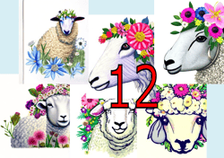 Scrapbooking card set, Pocket card - Sheep with flowers -1