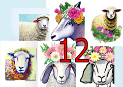 Scrapbooking card set, Pocket card - Sheep with flowers -3