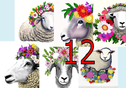 Scrapbooking card set, Pocket card - Sheep with flowers -5