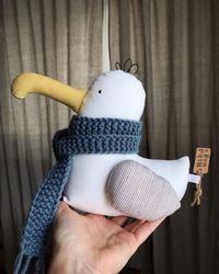 Interior textile toy seagull handmade baby shower decor toy