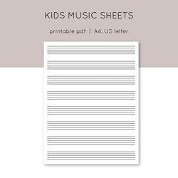 Kids printable sheet music. Blank sheet music printable. Piano staff paper. Blank music paper. Learn piano.