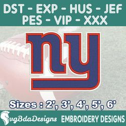 New York Giants Machine Embroidery Design, 5 Sizes Embroidery Machine Designs, NFL Embroidery, Football Embroidery