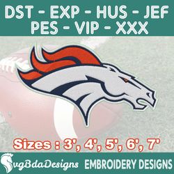 Denver Broncos Machine Embroidery Design, 5 Sizes Embroidery Machine Designs, NFL Embroidery, Football Embroidery Design