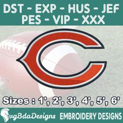 Chicago Bears Machine Embroidery Design, 6 Sizes Embroidery Machine Designs, NFL Embroidery, Football Embroidery Design