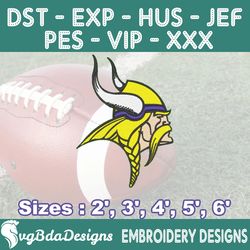 Minnesota Vikings Machine Embroidery Design, 5 Sizes Embroidery Machine Designs, NFL Embroidery, Football Embroidery