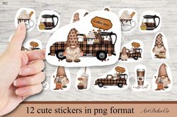 Digital stickers coffee gnomes
