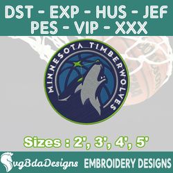 Minnesota Timberwolves Machine Embroidery Design, 4 Sizes Embroidery Machine Designs, NBA Embroidery, Basketball