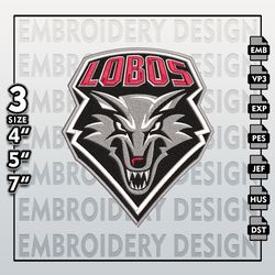New Mexico Lobos Embroidery Files, NCAA Logo Embroidery Designs, NCAA Lobos  , Machine Embroidery Designs