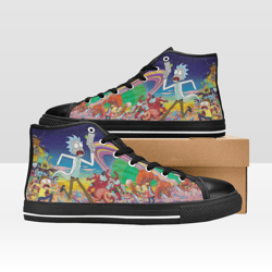 Rick and Morty Shoes, High-Top Sneakers, Handmade Footwear