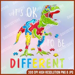 It's Ok To Be Different Dinosaur Png, Autism Dinosaur Kid Boys Png, Puzzle Piece Png,Autism Png, Autism Awareness PNG