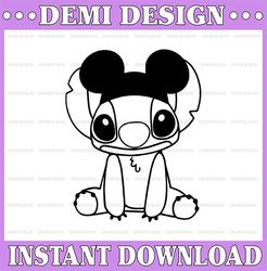 Stitch with Mouse hat, Disney svg, Disney Mickey and Minnie svg,Quotes files, svg file, Disney png file, Cricut, Silhoue