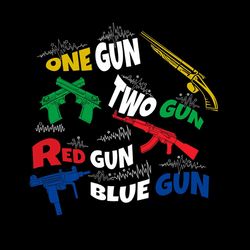 One Gun Two Gun Red Gun Blue Gun SVG PNG