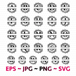 Fancy Split letters SVG bundle, Fancy alphabets files, SVG files for cricut, Digital download, instant download
