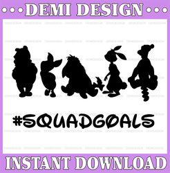 Winnie the Pooh squad goals svg dxf jpg png eps cut file instant download, Pooh svg  design, squadgoals svg, birthday sv