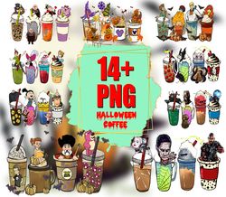 14 Halloween Coffee Png Bundle, Halloween Png, Peter Pan Png, Witch Png, Killer Png, Coffee Halloween Digital Download