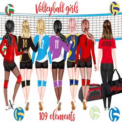 Volleyball clipart: "VOLLEYBALL GIRLS CLIPART" Volleyball Jerseys Sports Team Clipart Volleyball payers matching Jerseys