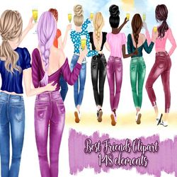 Best Friends Clipart: "JEANS TRAINERS GIRLS" Bff clipart Customizable clipart Custom besties Fashion Best Friends Sublim