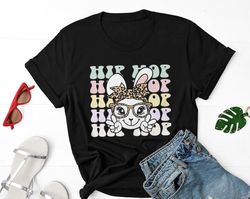 Hip Hop Easter Bunny With Glasses Shirts For Women, Cute Ladies Christian Easter Day Tshirt - T208