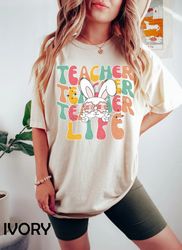 Comfort Colors Easter Teacher Shirt, Cute Happy Easter Bunny Shirts For Teachers - T210