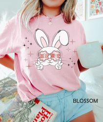 Hip Hop Easter Bunny With Glasses Shirts For Women, Cute Ladies Christian Easter Day Tshirt  - T214