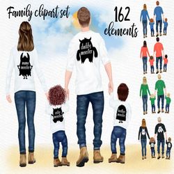 Family clipart: "PARENTS CLIPART" Dad Mom Children Family back view Family People Siblings clipart Family Mug Parents wi