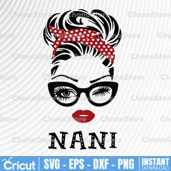 Nani SVG, Nani Birthday Svg, Nani Gift Design, Nani Face Glasses Svg Png, Nani Christmas PNG, Cricut & Silhouette Digita
