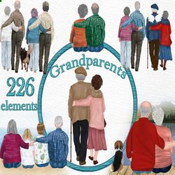 Grandparents Bundle clipart: "GRANDPA AND GRANDMA" Oldman clipart Granny clipart Elderly Parents Clipart Portrait Creato