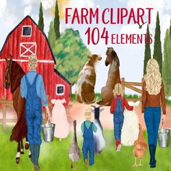 Farm Family clipart: "FARM ANIMALS CLIPART" Farm Life clipart Parents and kids Farm Mug design Pig Cow Goat Horse Dad Mo