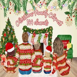 Christmas family clipart: "CHRISTMAS BUNDLE CLIPART" Christmas Mug Matching Sweaters Family Christma Parents and Kids Po