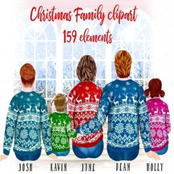 Christmas family clipart: "CHRISTMAS BUNDLE CLIPART" Christmas Mug Matching Sweaters Family Christma Parents and Kids Po