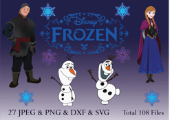 Frozen Clipart, Frozen svg, Frozen png, Frozen Character, Total 108 files, Instant Download