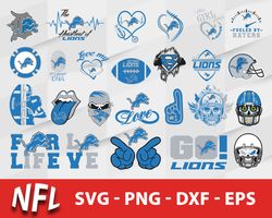 Detroit Lions Bundle Svg, Detroit Lions Logo Svg, NFL Svg, Sport Svg, Png Dxf Eps File