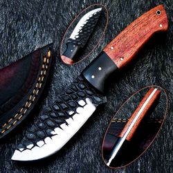 Hand Forged Railroad Spike Carbon Steel Blade Full Tang Skinning Hunting Knife