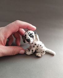 Dolmatian -soft doll dog. miniature knitted puppy. Amigurumi dog. cute puppy toy