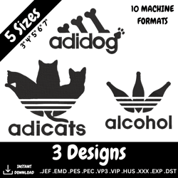 Adidas Embroidery Design x3 - Cartoon Embroidery designs -  Machine embroidery design files 10 formats, 5 sizes