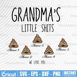 Personalized Name Grandma's Little Shits Svg, undefined Grandma Gift, Shirt For Grandmas, Grandmas T Shirt Design, Cricut