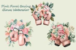Pink Floral Boxing Gloves Watercolor