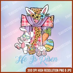 He is Risen Leopard Cross Bunny Happy Easter 2023, He is Risen PNG, Easter Png, Happy Easter PNG, Easter Day Png