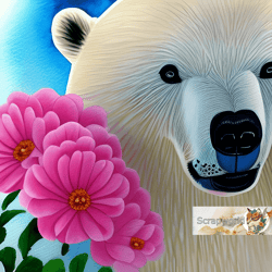 white bear illustration with pink flowers-11