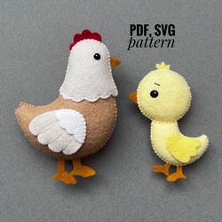 DIY chicken  ornament felt pattern  farm animals   felt pattern