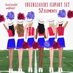 Cheerleaders Clipart: "DRILL TEAM" Watercolor Girls Best Friends Sports Team clipart Girls dance Cheerleaders uniforms S