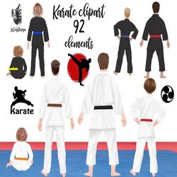 Karate clipart: "KARATE KIMONO CLIPART" Sports Clipart Karate Family Karate kids Taekwondo uniforms Karate symbols Subli