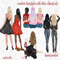 Hairstyles clipart: "GIRLS CLIPART" Custom hairstyles Long hair Girls hair clipart Planner Clipart Fashion hairstyles Br
