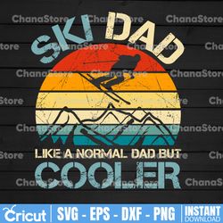 Ski Dad Like a Regular Dad But Cooler PNG, Vintage Retired Skiing Lover & Skier Father's Day snowboarding png